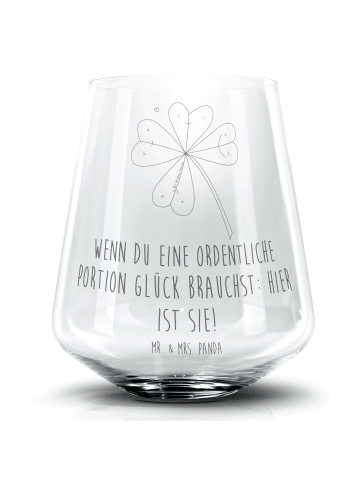 Mr. & Mrs. Panda Blümchentail Glas Blume Kleeblatt mit Spruch in Transparent