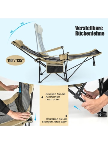 COSTWAY Campingstuhl Verstellbar in Khaki