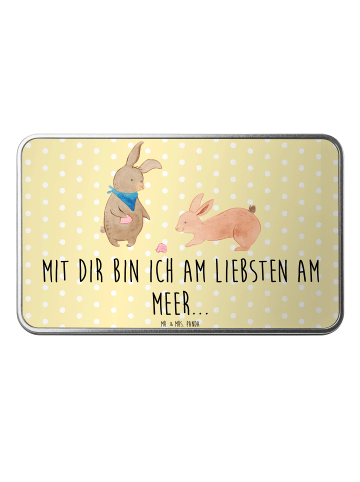 Mr. & Mrs. Panda Dose Hasen Muschel mit Spruch in Gelb Pastell