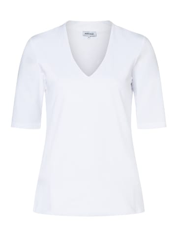 More & More T-Shirt mit V-Ausschnitt in white