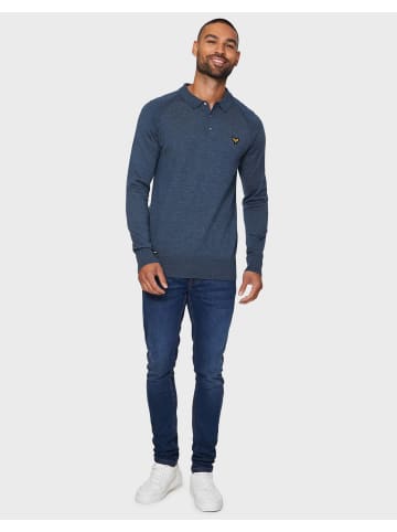 Threadbare Langarmshirt Polo Monty in Denim Twist