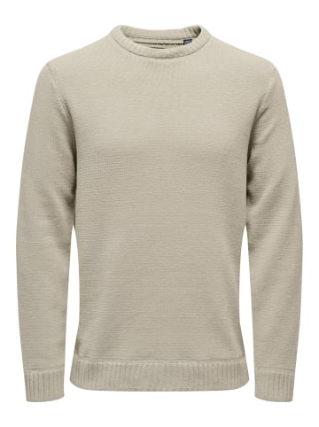 Only&Sons Weicher Strick Pullover Rundhals Sweater Grobstrick in Beige-2