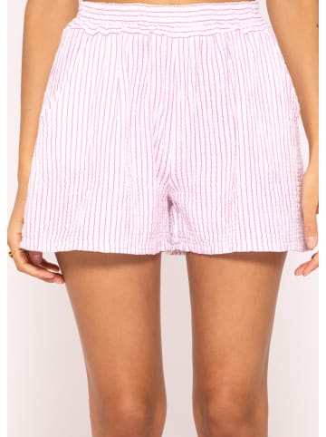 SASSYCLASSY Musselin Shorts gestreift in Pink, Weiß