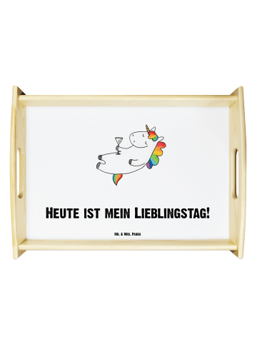 Mr. & Mrs. Panda Holztablett Otter Seerose mit Spruch in Weiß