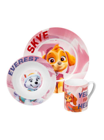 United Labels 3-teiliges Paw Patrol Frühstücksset - Teller, Schale & Tasse in rosa