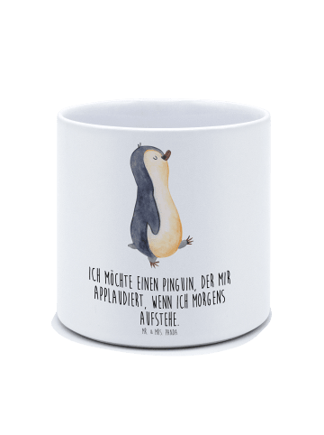 Mr. & Mrs. Panda XL Blumentopf Pinguin marschieren mit Spruch in Weiß