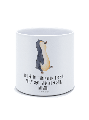 Mr. & Mrs. Panda XL Blumentopf Pinguin mHerzieren mit Spruch in Weiß