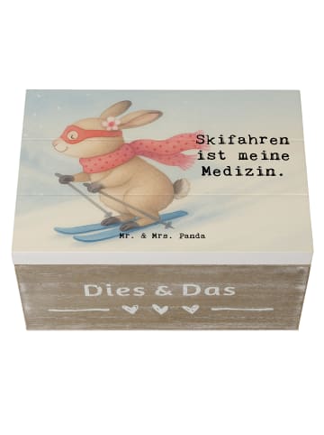 Mr. & Mrs. Panda Box Hase Skifahren Design mit Spruch in Weiß