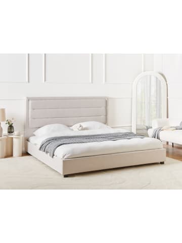 Beliani Doppelbett ROUEN in Beige/Schwarz - (W) 188 x (H) 111 x (L) 214 cm