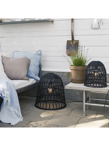 MARELIDA Lampenschirm in Rattanstil für Innen/Außen H: 50cm in schwarz