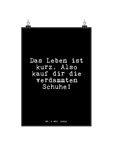 Mr. & Mrs. Panda Poster Das Leben ist kurz.... mit Spruch in Schwarz