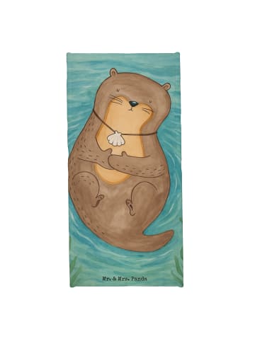Mr. & Mrs. Panda Badehandtuch Otter Muschel Design ohne Spruch in Weiß