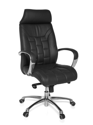 KADIMA DESIGN Bürostuhl | Echtleder, Schwarz, 120kg, Wippfunktion, Armlehnen