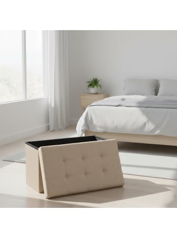 relaxdays Sitzbank in Beige - (B)76 x (H)38 x (T)38 cm