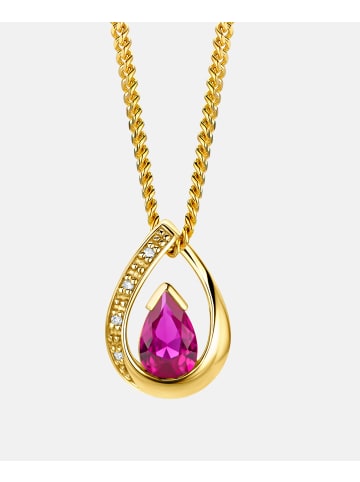 Diamant L'éternel Halskette aus 375 Gelbgold mit 0.44 Karat Diamant mit Rubin