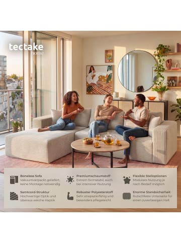 tectake Sofa Relax, keine Montage, 250 cm Breite, Samtcord beige