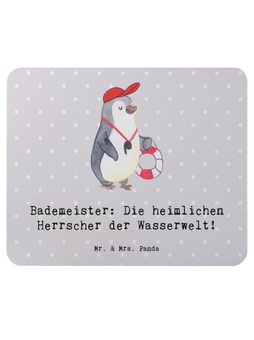 Mr. & Mrs. Panda Maus-Pad Bademeister Herrscher mit Spruch in Grau Pastell