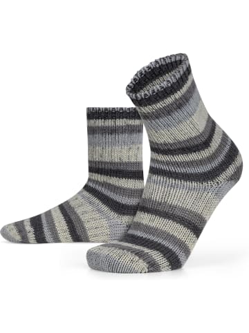 normani 2 Paar Gestrickte Wollsocken Bunt-geringelt in Grau