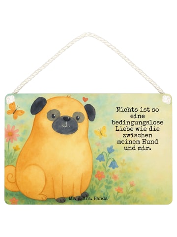 Mr. & Mrs. Panda Schild Mops Design mit Spruch in Weiß