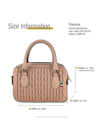 Florence Leder Handtasche, Schultertasche Florence Tasche altrosa ca. 24cm