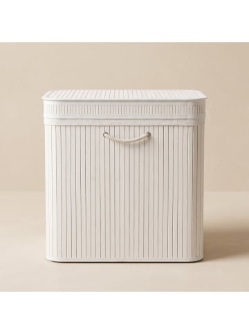 NUXIO Wäschekorb aus Bambus in Weiß, (B) 43 x (H) 60 x (L) 63 cm