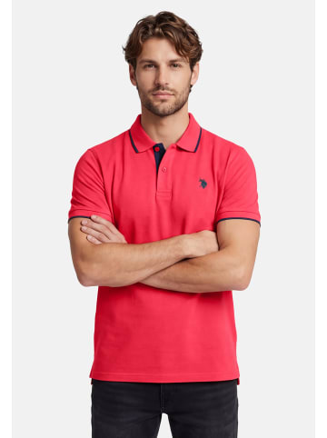 U.S. Polo Assn. Poloshirt USKayle – Classic Fit kurzarm mit Logo-Stickerei in Coral-Navy