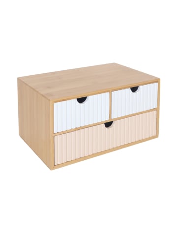 relaxdays Schubladenbox in Weiß/Rosa - (B)30 x (H)15 x (T)20 cm