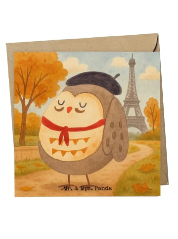 Mr. & Mrs. Panda Grußkarte Eule Frankreich Design ohne Spruch in Weiß