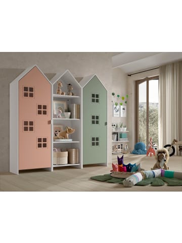 58 aufm Kessel REGALSCHRANK Set Kania 173x37x171 MDF Weiß /Bunt