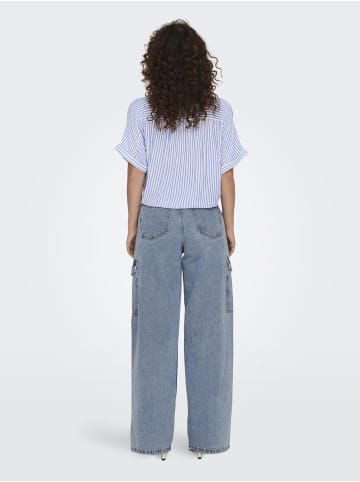 ONLY Bluse verkürzt Halbarm Knoten-Detail in Blau