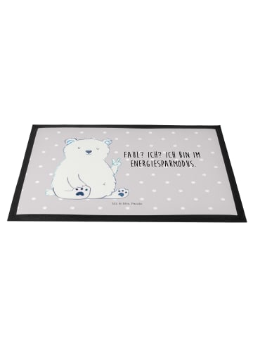 Mr. & Mrs. Panda Bodenvorleger Eisbär Faul mit Spruch in Grau Pastell