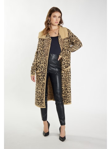 faina Damen Strick Cardigan in Schwarz Beige