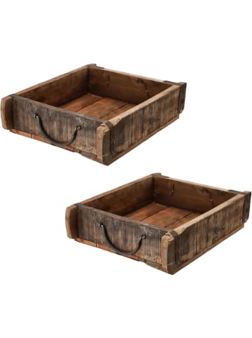 Novaliv Novaliv 2x Holzkiste Vintage 30 x 25 x 8 cm Alte Ziegelform Holz Groß in Braun