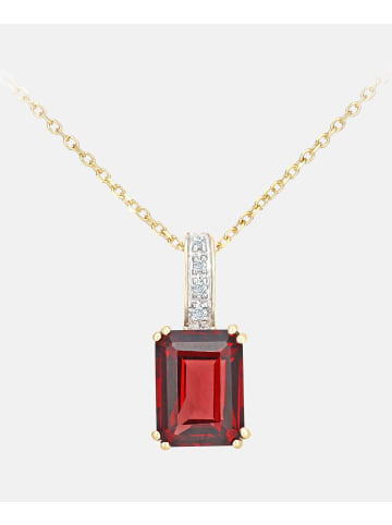 Diamant L'éternel Halskette mit Anhänger aus 375 Gelbgold mit Diamant mit Granat