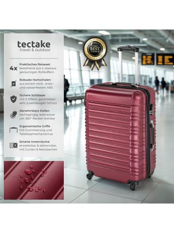 tectake Hartschalenkoffer-Set aus robustem ABS-Kunststoff mit Teleskopgriff