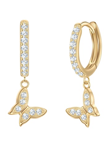 Glanzstücke München Creolen Schmetterling aus Sterling Silber mit Zirkonia in gelbgold