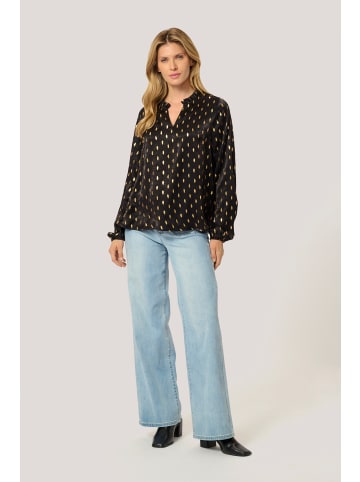 Kaffe Langarm-Bluse KAsofie in Black With Foil Print