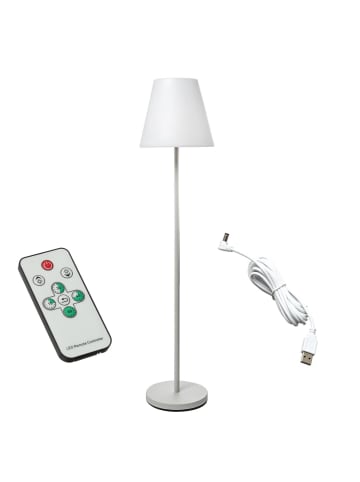 MARELIDA LED Akku Garten Stehlampe USB aufladbar 4 Helligkeitsstufen H: 150cm in weiß