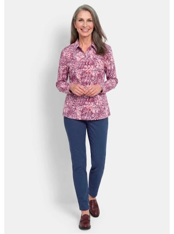 GOLDNER Kurzgröße: Hemdbluse mit Paisley-Druck in bordeaux / gemustert