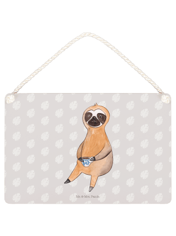 Mr. & Mrs. Panda Schild Faultier Kaffee ohne Spruch in Grau Pastell