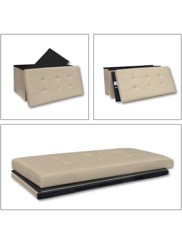 VCM  Stoff Sitztruhe Sitzbank Aufbewahrungsbox Boxas in Creme