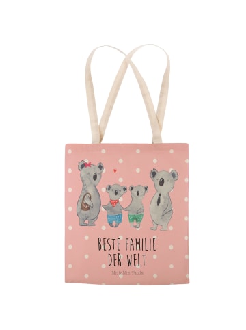 Mr. & Mrs. Panda Shopping Bag Koala Familie zwei mit Spruch in Rot Pastell