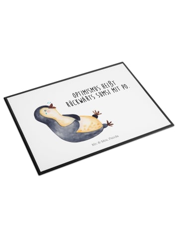 Mr. & Mrs. Panda Schreibtischunterlage Pinguin Lachen mit Spruch in Weiß