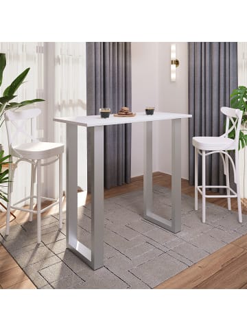 ebuy24 Bartisch Xona silberfarben Weiß 110 x 50 cm