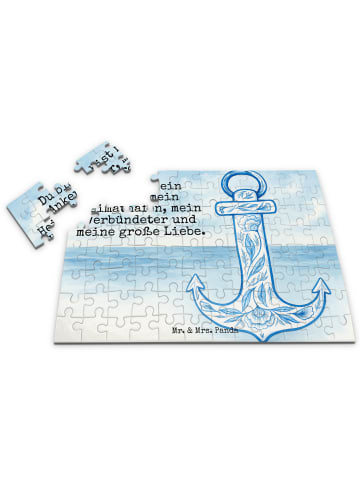 Mr. & Mrs. Panda Puzzle Anker Blau Design mit Spruch in Weiß