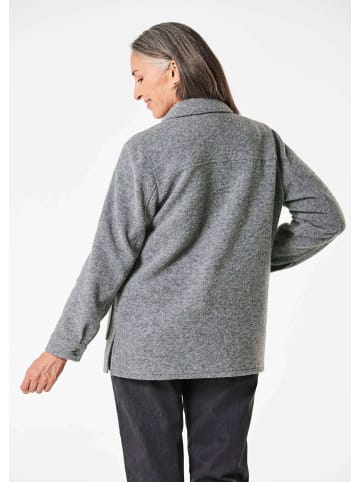 GOLDNER Kurzgröße:  Lässige Wolljacke mit Hemdkragen in grau