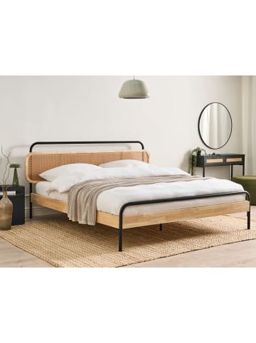 Beliani Doppelbett BOUSSICOURT in Braun/Schwarz - (W) 202 x (H) 100 x (L) 210 cm
