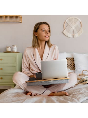 relaxdays Laptopkissen in Natur/ Grau - (B)55,5 x (H)10 x (T)36 cm