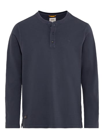 Camel Active Henley Langarmshirt aus reiner Baumwolle in Dunkelblau