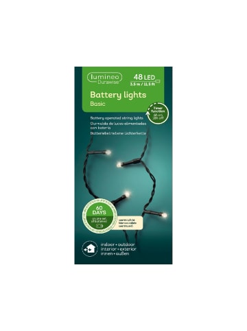 LUMINEO Lichterkette Battery Lights 48 LED 3,5 m in warm weiß